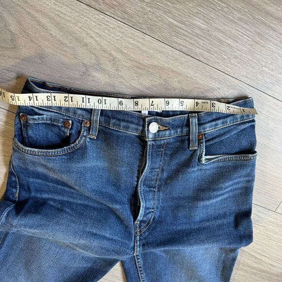 Re/Done Jeans High Rise Ankle Crop Stretch Button Fly ReDone Jeans 30 USA - Picture 8 of 15